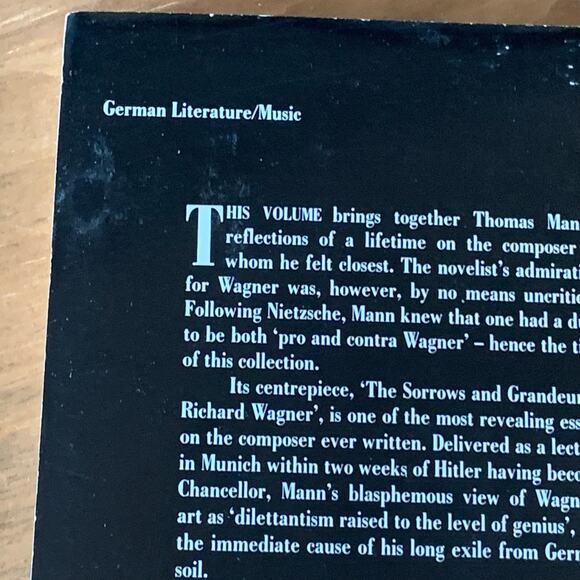 Thomas Mann Pro and Contra Wagner Book Paperback 1985 Faber & Faber - Picture 4 of 12
